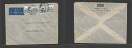 PALESTINE. 1949 (1 Oct) Tel Aviv - Switzerland, Olten. Air Multifkd Env 10 P Blue (x4) 40p Rate Cds. Fine. - Palestine