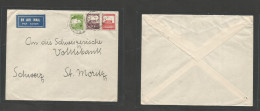 PALESTINE. 1935 (3 Febr) Tel Aviv - Switzerland, St. Moritz. Air Multifkd Tricolor Envelope, Tied Cds. VF Usage. - Palestine