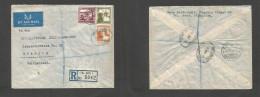 PALESTINE. 1940 (18 Nov) Tel Aviv - Switzerland, Zurich (24 Nov) Air Registered Multifkd Env. Addressed To Israeli Cultu - Palestine