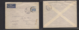 PALESTINE. 1936 (28 July) Jerusalem - Denmark, Cph (4 Aug) Air Single Fkd Env Arrival On Front. Remitent: Marcel Lew, Re - Palestine