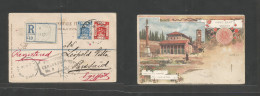 PALESTINE. 1918 (30 July) APOSZ 44. Registered Multifkd Color Photo Litho Card To Egypt, Portsaid (3 Ago 18) + Censor Ca - Palestine