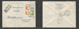 PALESTINE. 1935 (29 Jan) Rehovot - Switzerland, Neuhausen (4 Febr) Via Tel Aviv. Registered Multifkd Env At 28 Rs Rate,  - Palestine