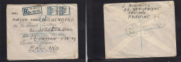 PALESTINE. 1944 (27 June) Azljavredt. PO, TA - England, London. Registered 30p Rate Fkd Envelope. Reverse Transited. Fin - Palestine