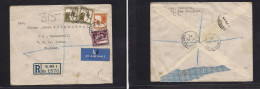 PALESTINE. 1945 (18 Feb) Tel Nordau, TA - England, London. Registered Multifkd Envelope At 95p Rate. Reverse Transited.  - Palestine