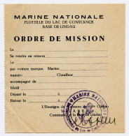 Gouverneur Jean Rapenne.Ordre De Mission.Marine Nationale.Flotille De Constance Base De Lindau.Occupation De L'Allemagne - Documenti