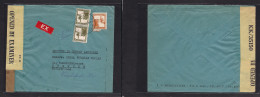 PALESTINE. 1944 (21 Apr) Elenby Rd, TA - Switzerland, Zurich (15 May) Via GPO. Express Mail Service. 45p Rate + Red Labe - Palestine