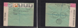 PALESTINE. 1945 (10 Jan) Allenby Rd, TA - Switzerland, Zurich (28 Febr) Registered Depart Multifkd Env Tied Cds. VF Usag - Palestine