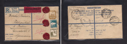 PALESTINE. 1934 (9 Jan) Tel Aviv - Germany, Berlin (16 Jan) Registered Insured Multifkd Stationary Envelope + Free Paid. - Palestine