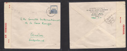 PALESTINE. 1941 (25 June) Jerusalem - Switzerland, Geneva. Via Bagdad (6 July) Fkd Envelope Single 15p, Depart Censor Tr - Palestine