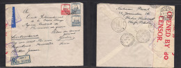 PALESTINE. 1940 (12 Jan) Haifa Hadar Carmel - Switzerland, Geneva. Red Cross POW Mail. Censored Registered Multifkd Env. - Palestine