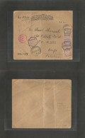 PALESTINE. 1939 (26 Sept) Azhar, Gaza Strip - Haifa. Multifkd Official Envelope. Registered + Proper Transited Via Cairo - Palestine