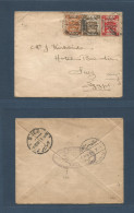 PALESTINE. 1921 (2 Oct) EEF, Salt, Jerusalem - Egypt, Suez. British Representative Mail Reverse Cachet. Multifkd Tricolo - Palestine