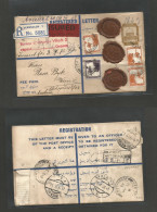 PALESTINE. 1936 (21 Apr) Mea Searim, Jerusalem - Austria, Wien (28-29 Apr) Via Ucine. Registered Insured 13 Ms Brown Sta - Palestine