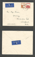 PALESTINE. 1938 (17 Jan) Erramle - UK, Hants, Watford. Air Multifkd Envelope; 13m Rate Cds. Fine. - Palestine