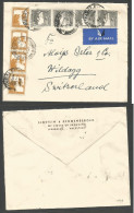 PALESTINE. 1946 (18 March) Jerusalem - Switzerland. Airmail Multifkd Envelope. 8 Stamps. Nice Appearance. - Palestine