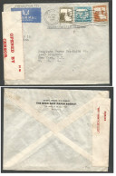 PALESTINE. 1941 (15 June) Tel-Aviv - USA, NYC. Air Multifkd Envelope. Via Transpacific. Censored. - Palestine