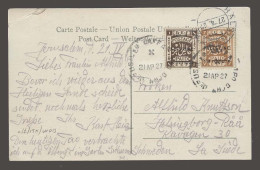 PALESTINE. 1927 (21 April). Jerusalem - Sweden (27 April). Fkd EEF View Card TPO Cancel Jerusalem Jaffa. Nice Item Arriv - Palestine