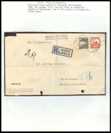 PALESTINE. 1938. Jerusalem Local Reg AR Fkd Env 10 + 8 Stamps 10ms Stamp Is Horiz Ribbed Paper. - Palestine