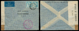 PALESTINE. 1944 (17 July). Tel Aviv - USA. Air Fkd + Censor Label / KK - 25533. - Palestine