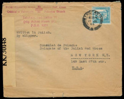 PALESTINE. 1944 (11 Jan). Polish Red Cross In Palestine Tel Aviv- USA. Special Cachet / Tel Aviv + Fkd Env / KK 30148. - Palestine