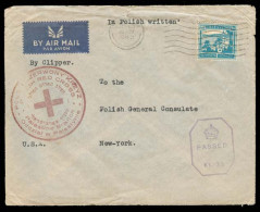 PALESTINE. 1942 (30 Nov). Polish Red Cross / Palestine Branch. Tel Aviv - USA. Fkd + Censored Air Env With Special Cache - Palestine