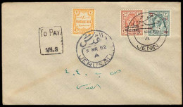 PALESTINE. 1952 (3 March). Jenin - Jerusalem. Fkd Env / Ovptd Issue + Postage Due Tied / Taxed. VF. - Palestine