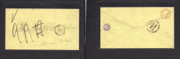 PERU. 1862 (29 June) Modified Rate. Callao - France, Paris (29 July) Via London + BPO Stampless Envelope. - Pérou