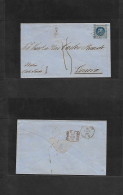 PERU. 1860. Lima - Italy, Genova, Stati Sardi (16 Jan 60) Fkd Env. Un Dinero Blue (6a) Tied Dots Circle. Pre-Italian Uni - Pérou