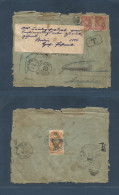 PERU. 1886 (28 Jan) Germany, Goldberg - USA, Greenville. OH - Perú, Tula. Fkd Env 10 Pf Red Pair, Cds. Taxed, Fwded  Wit - Pérou