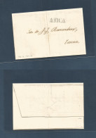 PERU. 1855 (10 Apr) ARICA - Tacna. EL Full Text Ct Blue Black ARICA. VF With "inside Coloured As" Cachet. - Pérou