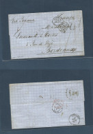 PERU. 1863 (24 Feb) BPO. Callao - France, Bordeaux (2 Apr) EL Full Text Via British P.O. "Callao" Shows Well Opened. Fin - Pérou