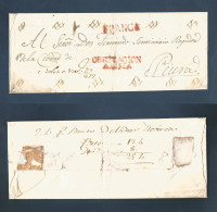 PERU. 1812 (23 Nov) Lima - Pinra. Registered E Complete Envelope Red. Certification + Francia + Cross Line Dated. Lovely - Pérou