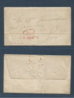 PERU. 1847 (23 Nov) Chiclayo - Lima. EL Full Text Red Doble Line "Chicl / FRANCA" Cachet (xxx) Fine + Scarce. - Pérou