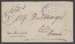 PERU. 1888. Lima - France, Lille (9 July 88). Unfkd Env Sent With Newspapers Taxed T French Transits Arrival On Reverse. - Pérou