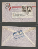 PERU. 1950 (May 14) Cuzco - Switzerland, Eils Maria. Fkd Env 1 Sol (x2) Fkd Cancelled Negative Seal Provisional Cancel.  - Pérou