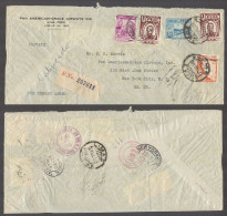 PERU. 1940 (21 Dec). Via Cali - Colombia. Lima - USA, NYC. Reg Cir Multifkd Env Reverse US Postal Agency Cali (RR). A Be - Pérou