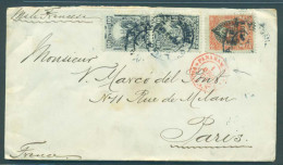 PERU. 1884 (20 March). Pacific War. Lima - France (26 April). Fkd Env 22c Rate Double Weight Red French Pqbt Panama Unto - Pérou