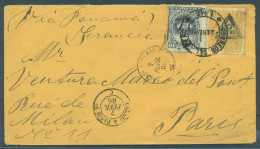 PERU. 1886 (2 Enero). Lima - France (7 Feb). Via Panama. Fkd Env 1c Ovptd Issue. Cds. VF. - Pérou