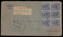 PERU. 1924 (29 July). Saianani - USA. Reg Multifkd 5c (x6) Env / Oval Cachet. V Scarce Postmark + Arrival. Fine. - Pérou