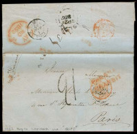 PERU. 1852 (16 Ago). Camana - France Stampless. EL Full Text Carrie Dvia Islay BPO (21 Sept) - Panama BPO. Several Charg - Pérou