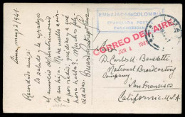 PERU. 1941. Lima - USA. Consular Freemail PPC + "Correo Del Aire" Stline (!) + Cds. Rarity. - Pérou