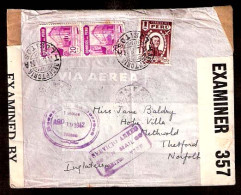 PERU. 1942. Lobitos / Receptoria - UK. Air Registr Fkd Censored (Caribbe + UK) Env. Special Air Cachet. Rare. - Pérou