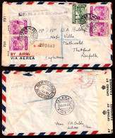 PERU. 1944. Lobitos / Receptoria - UK. Airmail Registr Multifkd Env + Censored. - Pérou