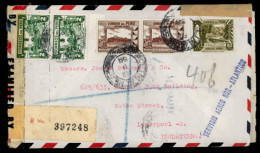 PERU. 1943. WW II. Lima To England. Reg.frkd.env. Airmail-North Atlantic (nice Mark). 2 Censorship Labels. VF. - Peru