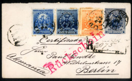 PERU. 1896 (2 March). PERU - GERMANY.  Lima To Germany ( 3 April). Registered 5c.blue Stationery Envelope + 3 Adtl. (Sc. - Peru