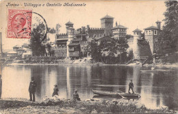 26445 " TORINO-VILLAGGIO E CASTELLO MEDIOEVALE  " ANIMATA-VERA FOTO-CART. SPED.1913 - Other Monuments & Buildings