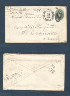 PHILIPPINES. 1899 (13 July) Manila - USA, Kansas, Fort Heavenworth. US Soldier Letter 1c Green Stat Env. Militar Sta Nº1 - Philippinen