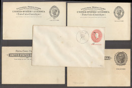 PHILIPPINES. 1899-1903. 5 Diff Mint (one Precancelled) US Ovptd Philippines Stat Cards Env Diff Card Paper Color. Mostly - Philippines