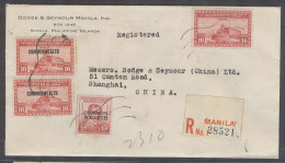 PHILIPPINES. 1939 (23 Feb). Manila - China, Shangahi (28 Feb). Reg Multifkd Env Comm Issue. VF Arrival. - Philippinen