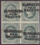 PHILIPPINES. C.1870-1. Ed 20N+ (x4). 6 2/8 Verde Bloque De 4 Nuevo Goma Original Margenes Completos Con Sobrecarga En Es - Philippinen